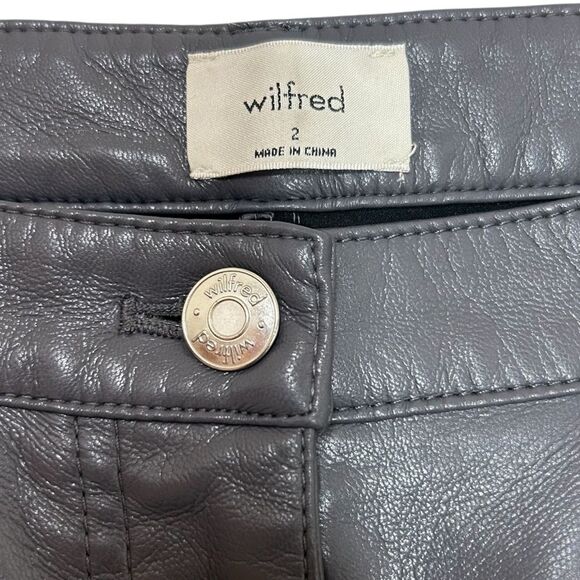Aritzia‎ Wilfred Melinda Grey Vegan Leather High Rise Straight Leg Pants Size 2 - Picture 4 of 7